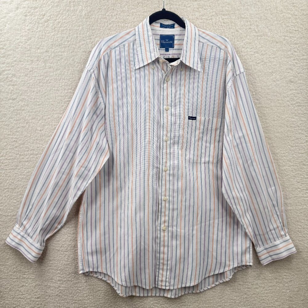 Faconnable Men's Multicolor Striped Long sleeve button down dress casual Shirt L